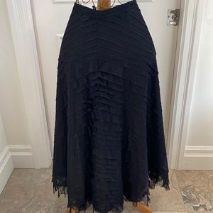 Bianca Nygard Black Ruffle Stripe Maxi Skirt.